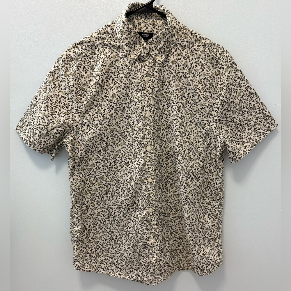 Express Casual Button Down Shirt White and Black